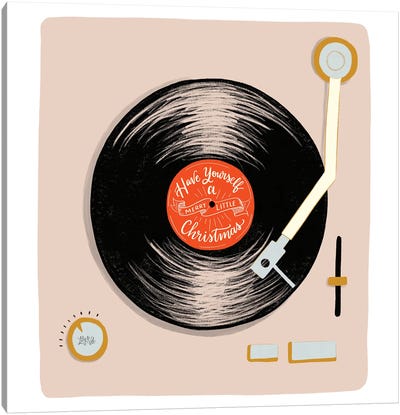 Have Yourself A Merry Little Christmas Record Player Canvas Art Print - '70s Music