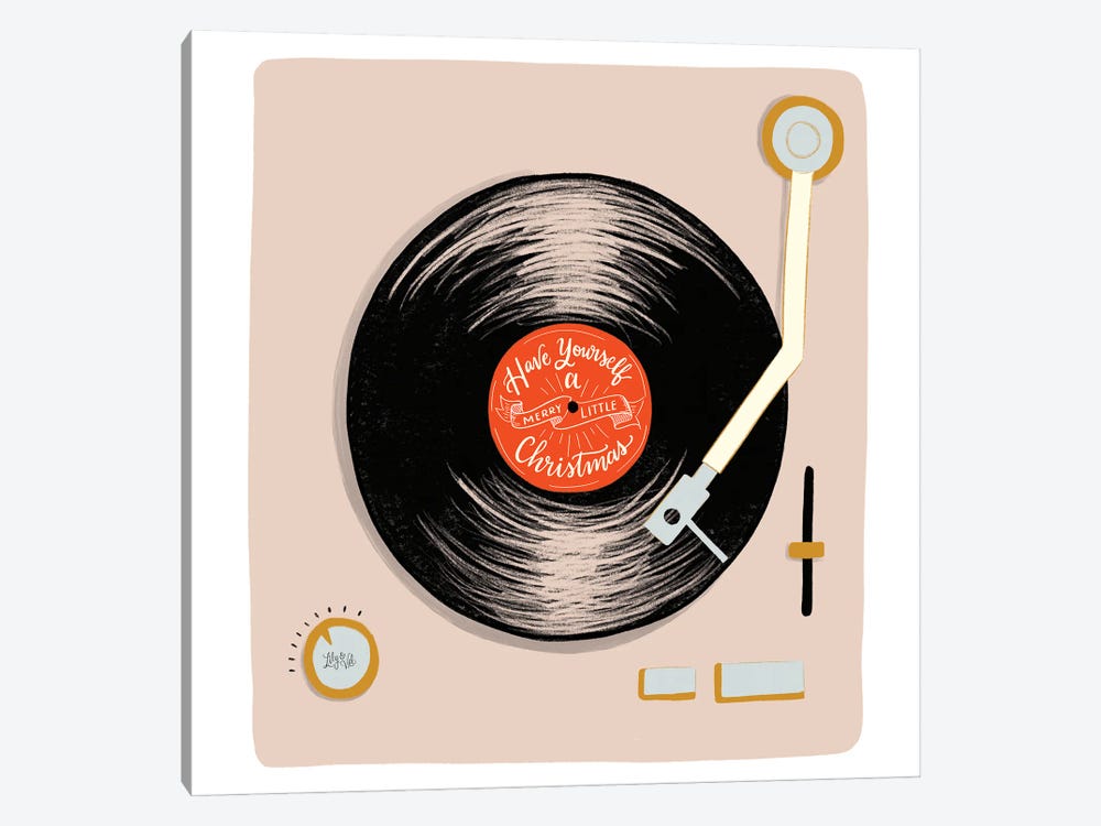 Have Yourself A Merry Little Christmas Record Player by Lily & Val 1-piece Canvas Art Print