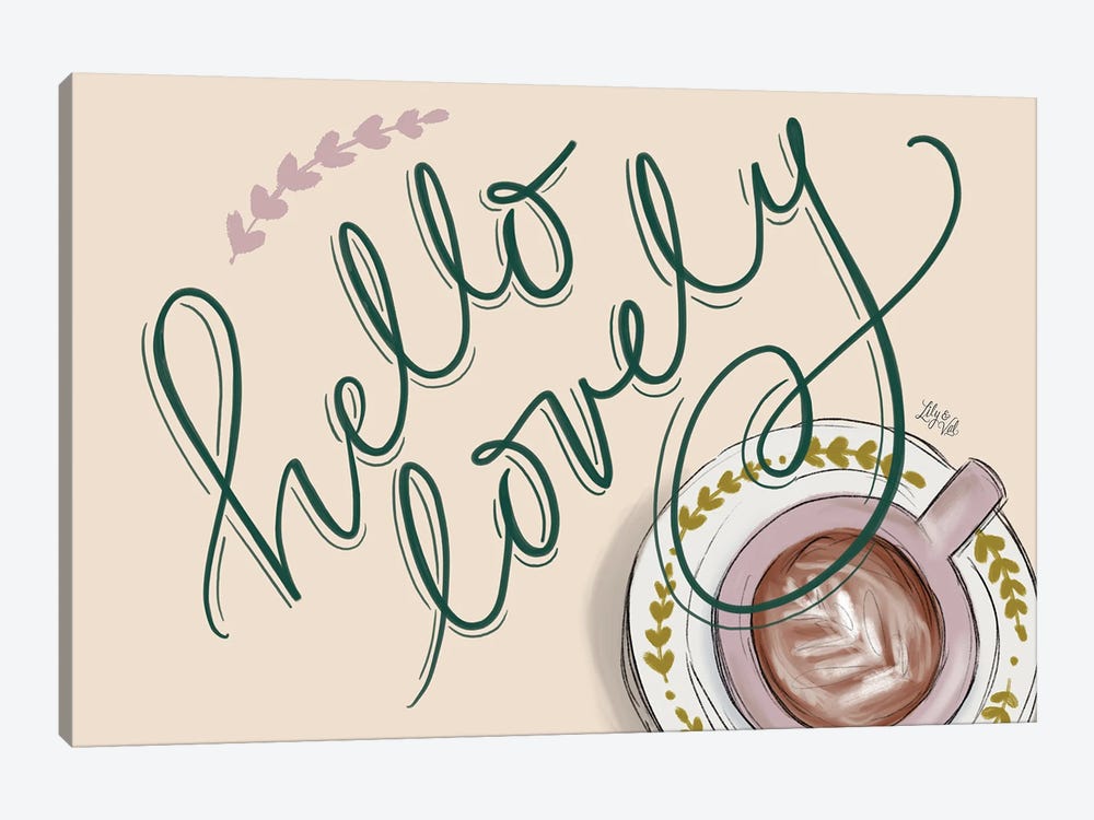 Hello Lovely Latte by Lily & Val 1-piece Canvas Artwork