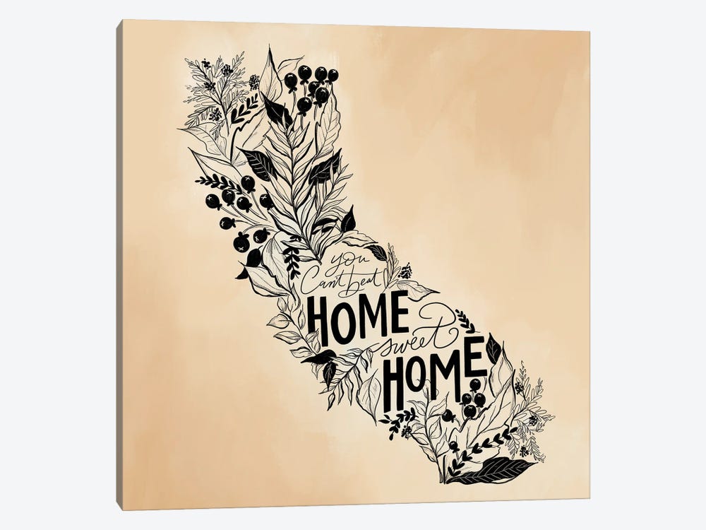 Home Sweet Home - California - Color by Lily & Val 1-piece Canvas Wall Art