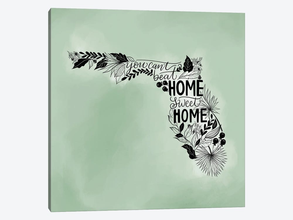 Home Sweet Home - Florida - Color by Lily & Val 1-piece Canvas Art