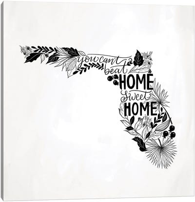 Home Sweet Home - Florida B&W Canvas Art Print - Lily & Val
