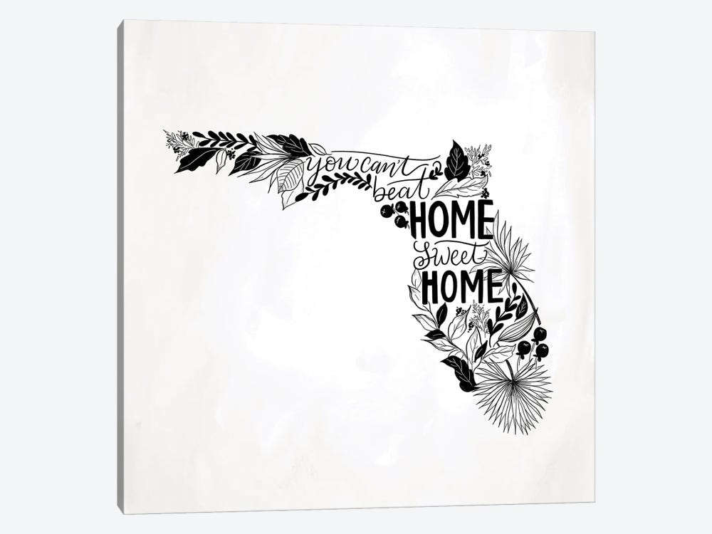 Home Sweet Home - Florida B&W by Lily & Val 1-piece Canvas Art Print