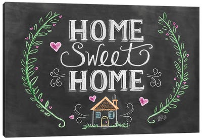 Home Sweet Home Floral Canvas Art Print - Home Art