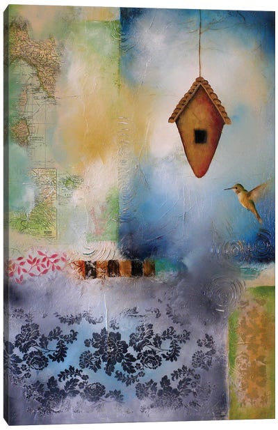 Hummingbird Abode Canvas Art Print - World Map Art
