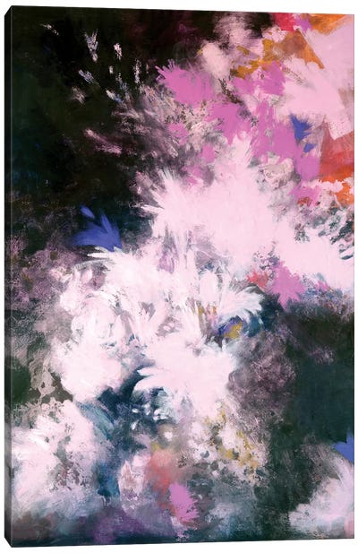 Interstellar Bloom Canvas Art Print - Black & Pink