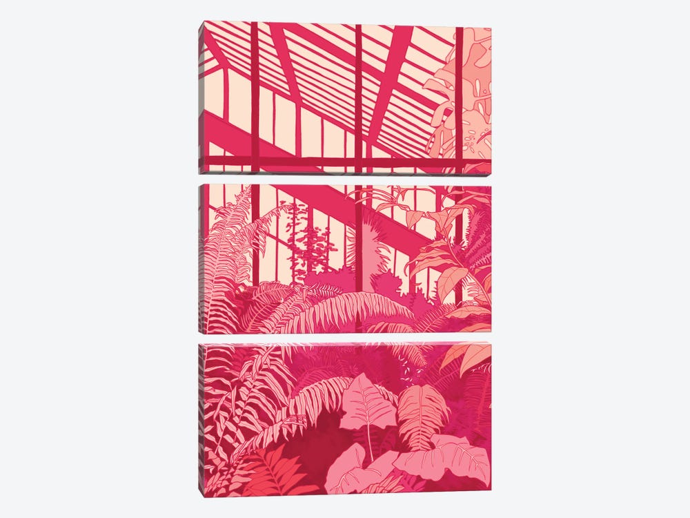 The Pink Greenhouse by Lucy Michelle 3-piece Canvas Artwork