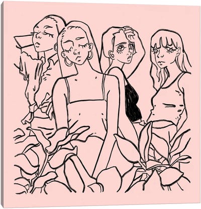 Girls Girls Girls (Pink) Canvas Art Print - Lucy Michelle
