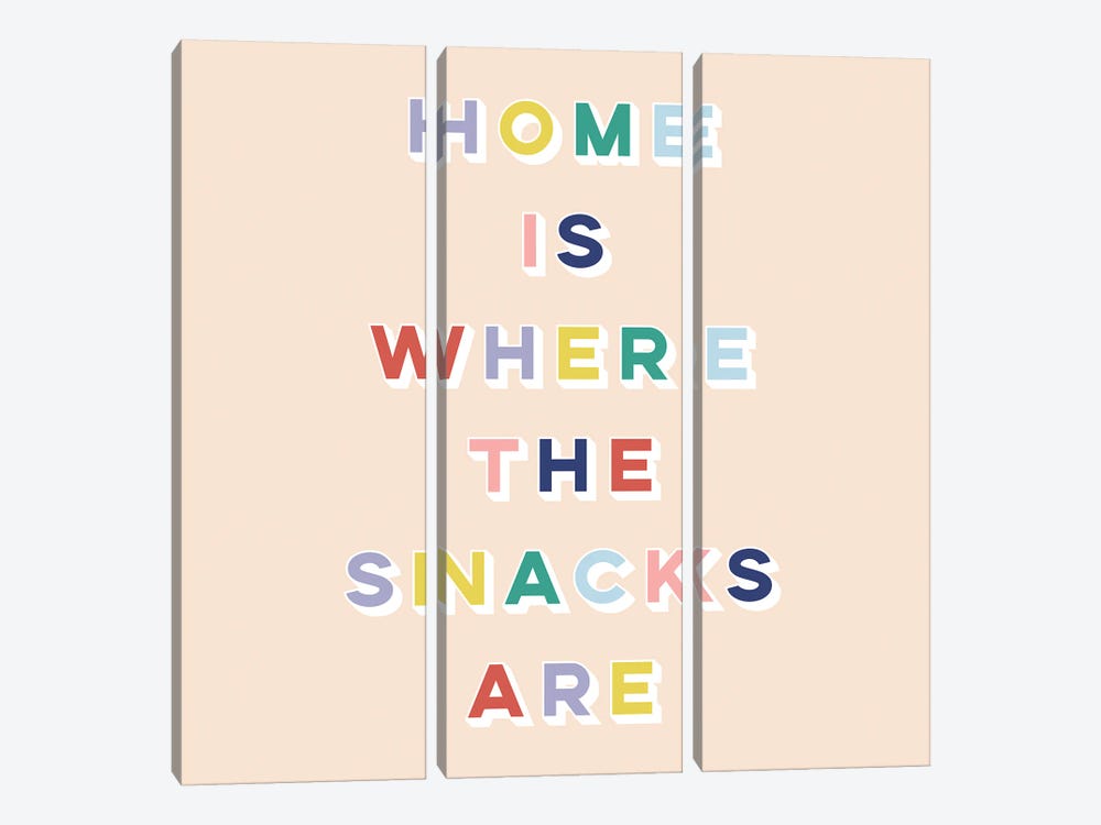 Home Is Where The Snacks Are by Lucy Michelle 3-piece Canvas Wall Art
