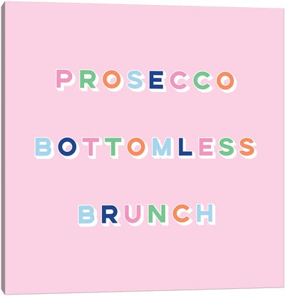 Prosecco Bottomless Brunch Canvas Art Print - Champagne Art