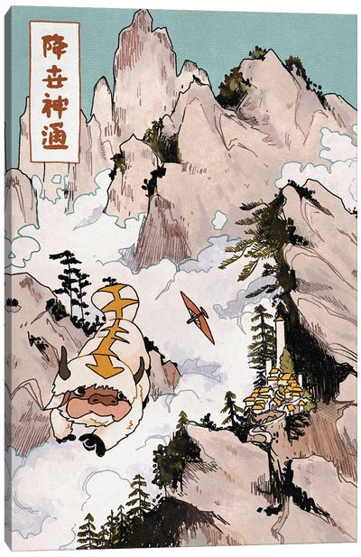 Appa In The Mountains - Avatar : The Last Airbender Canvas Art Print - Japanese Décor
