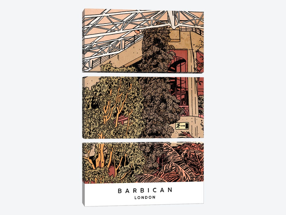 The Barbican Conservatory, London by Lucy Michelle 3-piece Canvas Art Print