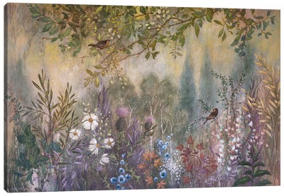 Wild Garden Tangle Canvas Art Print - Bird Art