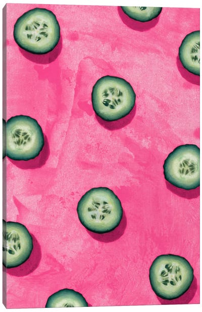 Fruit VIII Canvas Art Print - Green & Pink Art