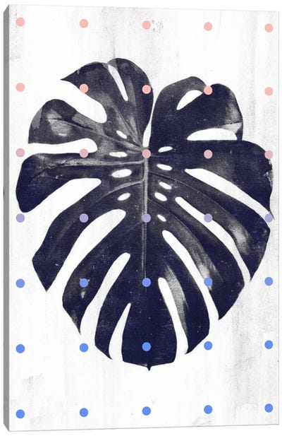 Monstera & Dots Canvas Art Print - Leaf Art