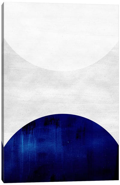 White & Cobalt Canvas Art Print - Modern Geometrics