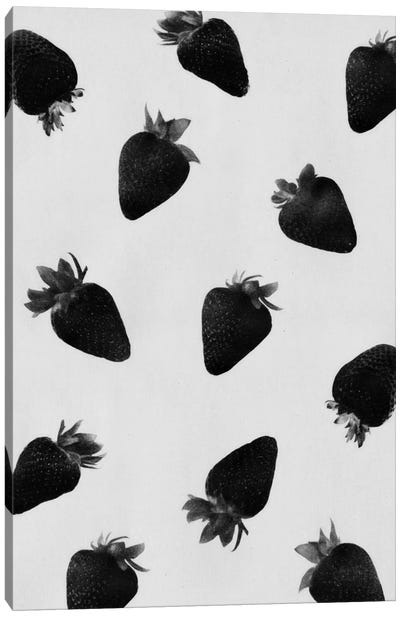 Black Strawberries Canvas Art Print - Black & White Patterns