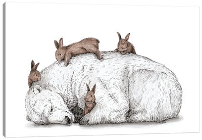Cuddling Canvas Art Print - Polar Bear Art