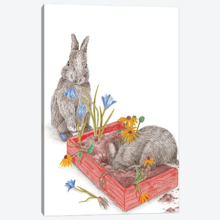 Gardening Bunnies Canvas Print #LMS17} by Elisa Lemmens Canvas Artwork