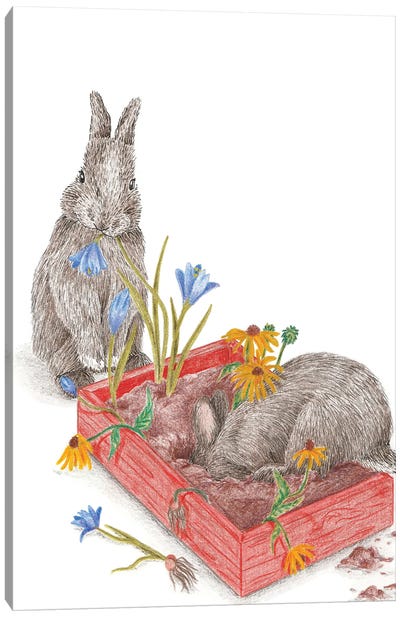 Gardening Bunnies Canvas Art Print - Elisa Lemmens