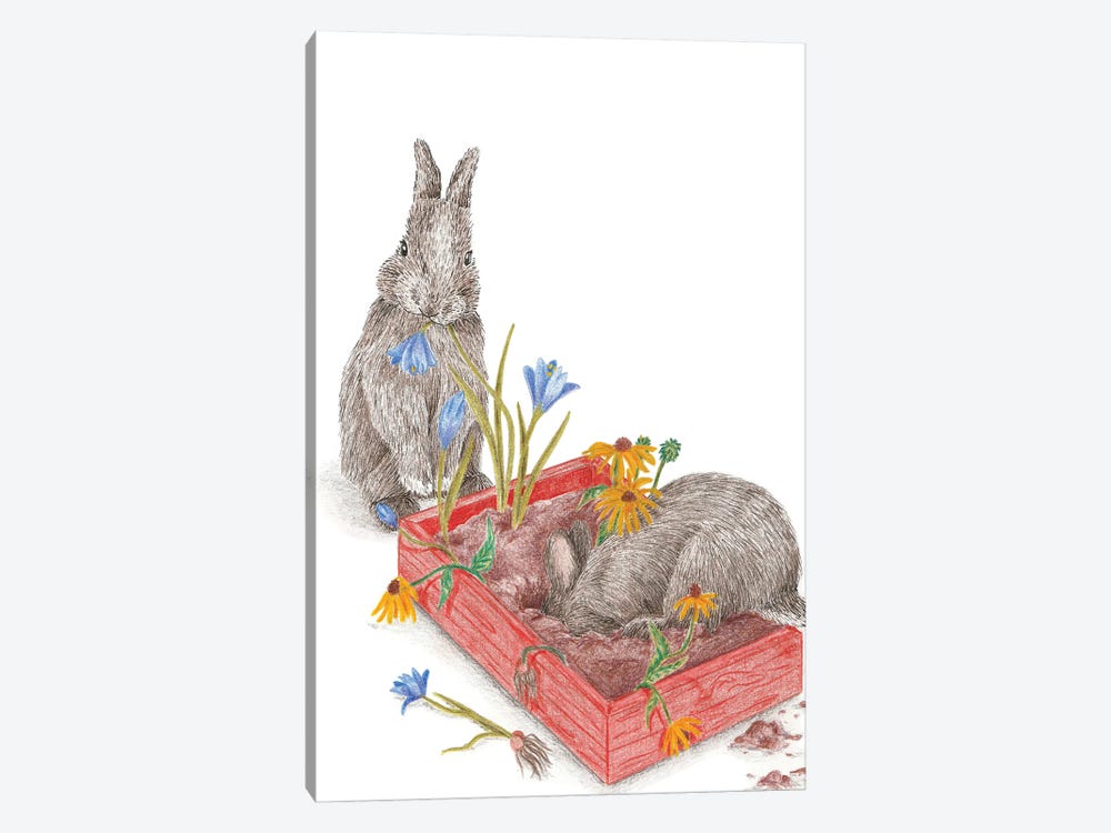 Gardening Bunnies by Elisa Lemmens 1-piece Canvas Artwork