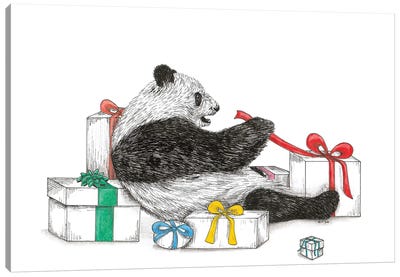 Panda With Presents Canvas Art Print - Elisa Lemmens