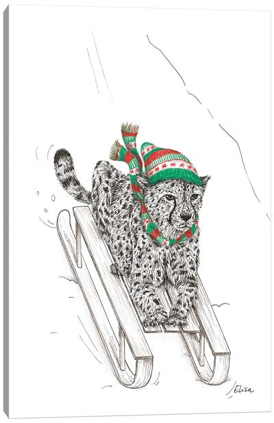 Sledging Cheetah Canvas Art Print - Cheetah Art