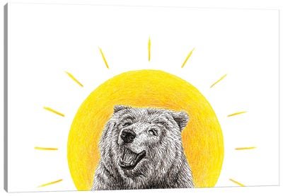 Sunny Bear Canvas Art Print - Brown Bear Art