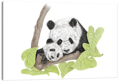 Panda With Child Canvas Art Print - Elisa Lemmens