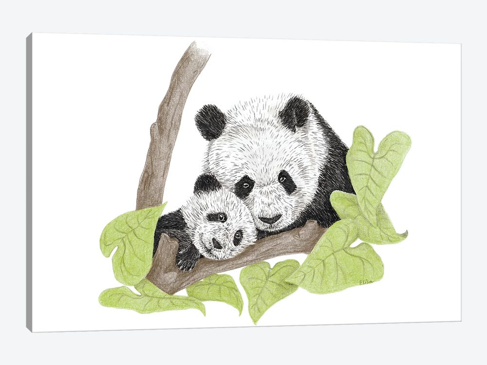 Panda With Child by Elisa Lemmens 1-piece Art Print