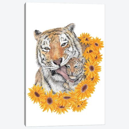 Tiger With Little One Canvas Print #LMS32} by Elisa Lemmens Canvas Print