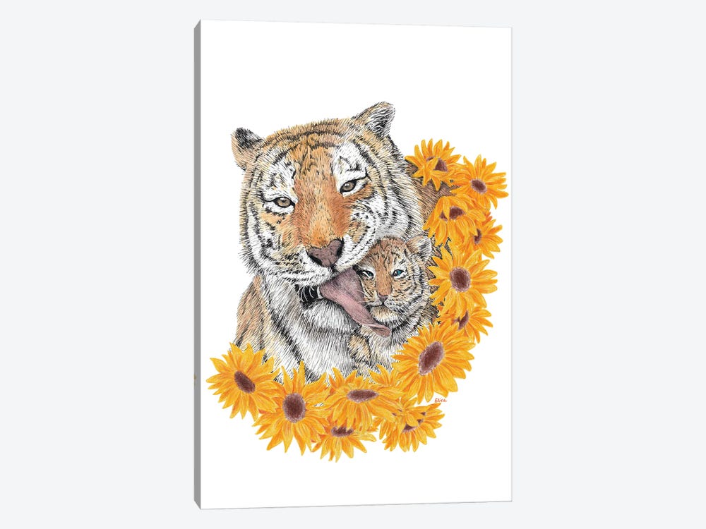 Tiger With Little One by Elisa Lemmens 1-piece Canvas Art Print