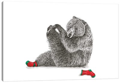 Christmas Björn Canvas Art Print - Brown Bear Art