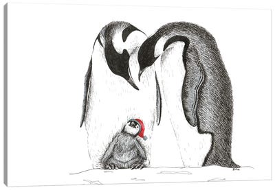 Penguinfamily Canvas Art Print - Elisa Lemmens