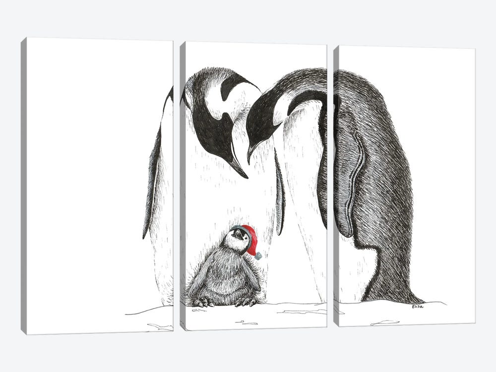 Penguinfamily 3-piece Canvas Artwork