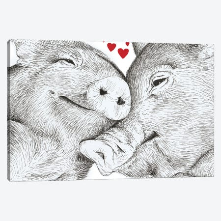 Pigs In Love Canvas Print #LMS7} by Elisa Lemmens Canvas Print