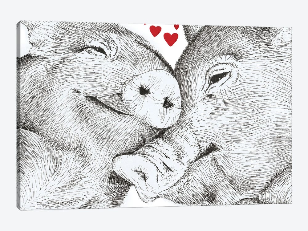 Pigs In Love by Elisa Lemmens 1-piece Canvas Art Print