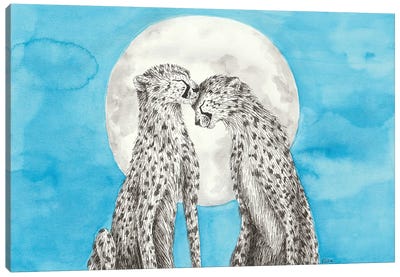 Cheetahs In Love Canvas Art Print - Elisa Lemmens