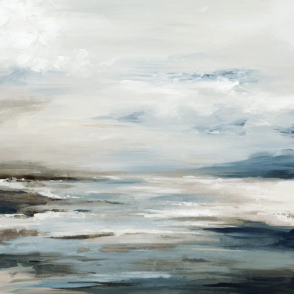 Muted Shoreline Under Cloudy Sky