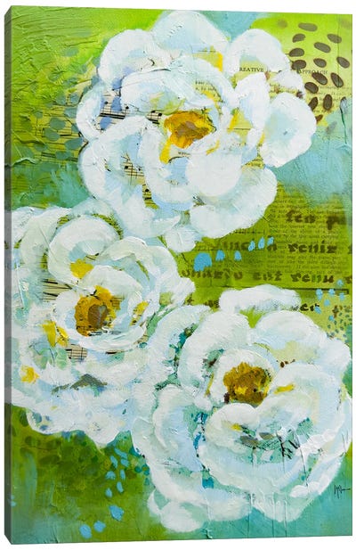 Green Flowers Canvas Art Print - Linda McClure