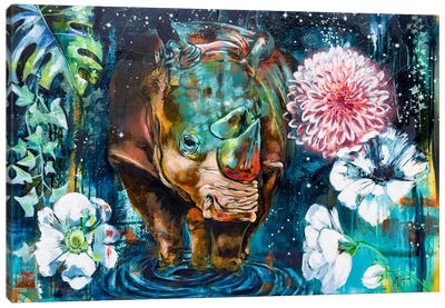 Fearless Of The Dark Canvas Art Print - Rhinoceros Art