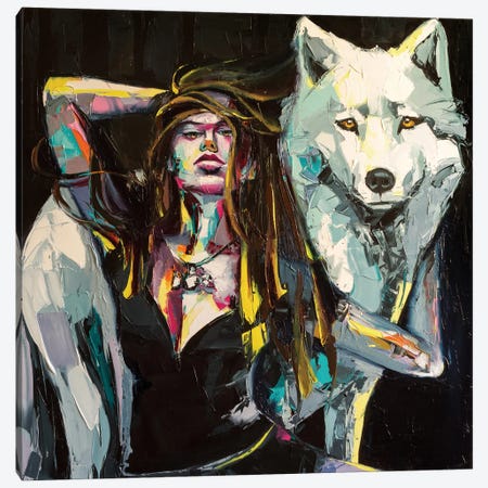 Dancing With Wolves Canvas Print #LNF50} by Lana Frey Canvas Wall Art