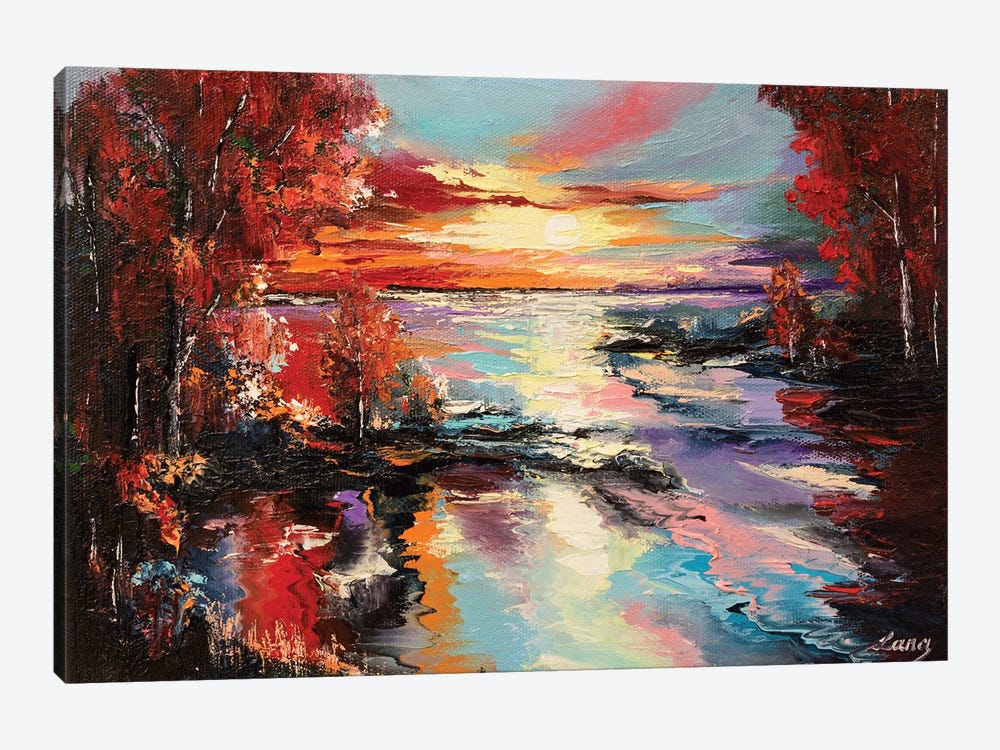 Sunset In Autumn's Reflection by Lana Frey 1-piece Canvas Art Print