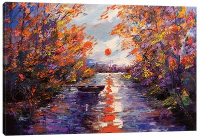 Fall Of Leaves Canvas Art Print - Rowboat Art