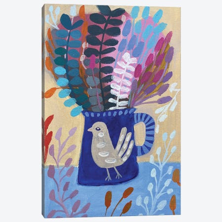 Blue Mug With Flowers Canvas Print #LNK17} by Lenka Stastna Canvas Wall Art