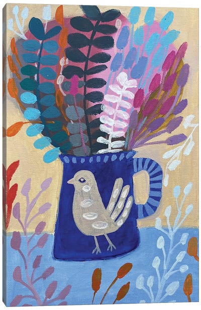 Blue Mug With Flowers Canvas Art Print - Lenka Stastna