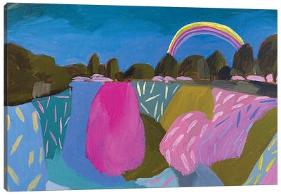 Landscape With Rainbow Canvas Art Print - Rainbow Art