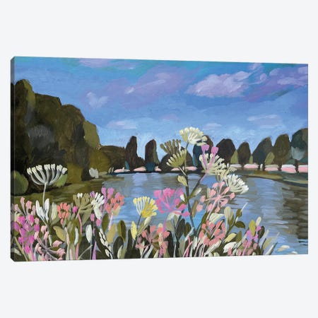 Lake With Wildflowers Canvas Print #LNK42} by Lenka Stastna Canvas Art