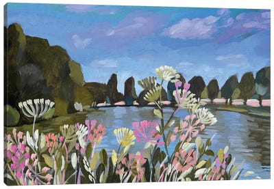 Lake With Wildflowers Canvas Art Print - Lenka Stastna