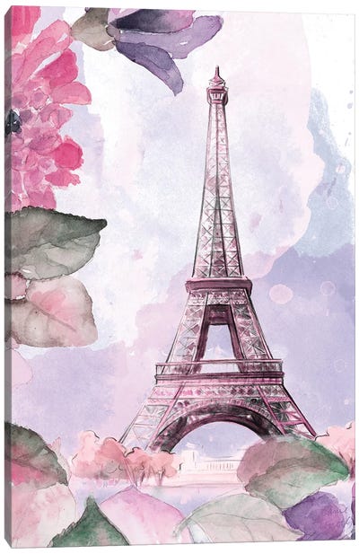 Parisian Blossoms I Canvas Art Print - Famous Buildings & Towers